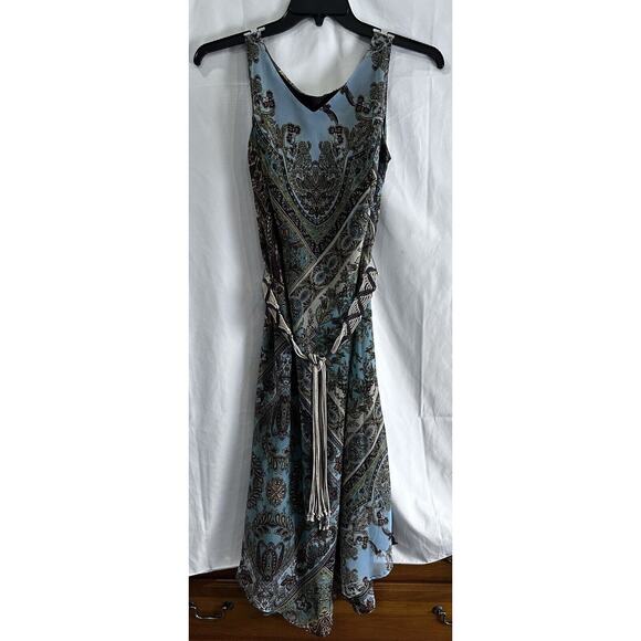 New York Dresses & Skirts - Kari New York Lined Hankerchief Hem Dress Paisley Print /Belted Size 10